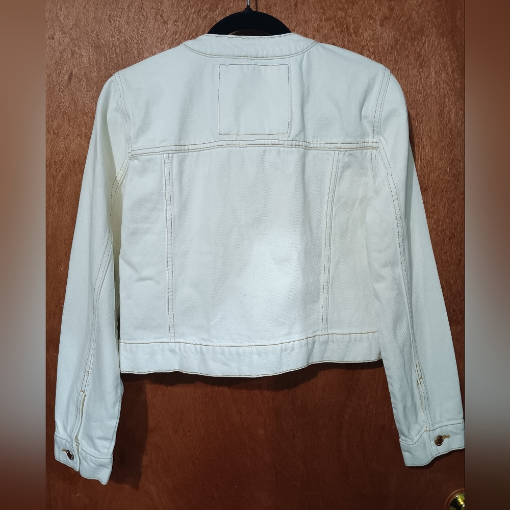 Michael Kors Light Cream Jean Jacket with Gold Accents - Picture 2 of 6
